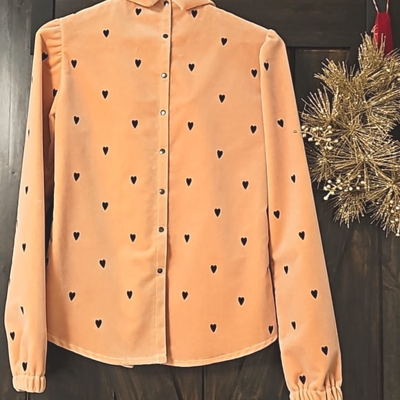 Couture Velvet Top with Heart Pattern | XS - Picture 6 of 8